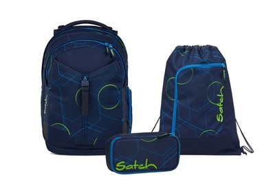 Satch Schulrucksack-Set MATCH Blue Tech 3-teilig, Kollektion 2025