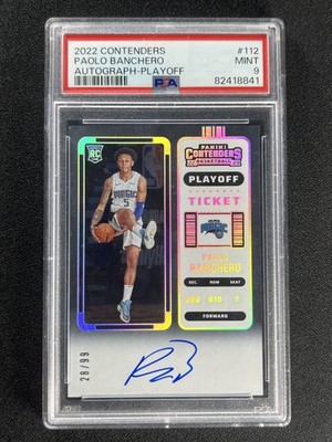 2022-23 Contenders Paolo Banchero #112 Clear Playoff Ticket Auto RC /99 PSA 9