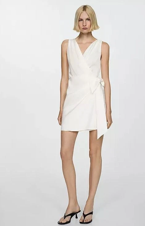 Mango Esmeril Vestido En Blanco UK 8 / S (fmn44-15) - Imagen 2 de 3