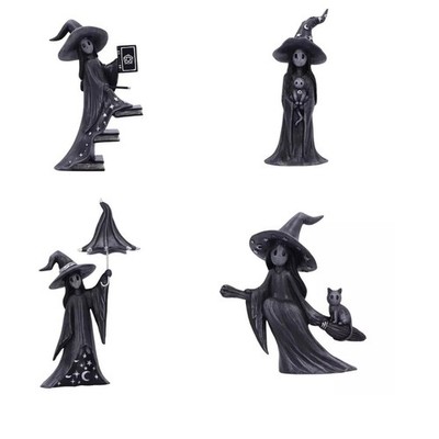 Little Souls Witch Figurines Black Goth Cats Spells Magic Boxed Gift Nemesis Now