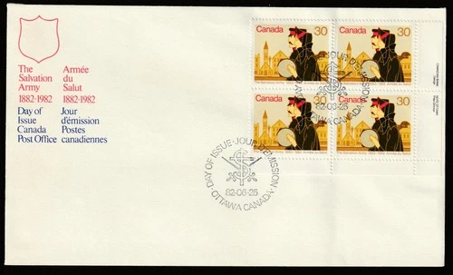 Canada #954, Salvation Army Volunteers, LR PB, First Day Cover, FDC 1982