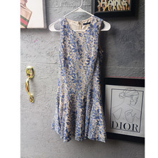 Tommy Hilfiger Blue Beige Floral Lace Fit & Flare Sleeveless Dress Size 2