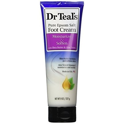 Dr. Teal's Pure Epsom Salt Foot Cream Moisturize &Softens with Shea Butter 8 Oz