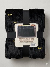 VIRAL TIK TOK COSTCO EMBROIDERED FAUX FUR HALLOWEEN FALL THROW BLACK CAT NWT