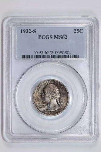 1932-S WASHINGTON QUARTER PCGS MS62