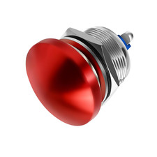 Red Mushroom Head Momentary Push Button Switch 16mm  IP65 Waterproof, 12V 24V