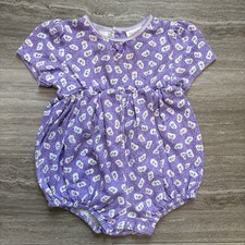Vintage Carters Size 9-12 Months Purple Floral Cotton Bubble Romper