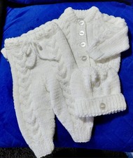 Set giacca, pantaloni e cappello bambino lavorato a mano - taglia 0-3 mesi circa