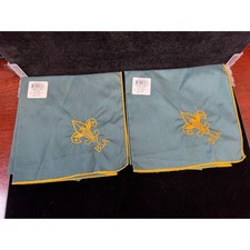 Boy Scouts of America BSA Neckerchief Green Gold Embroidered Bandana Lot of 2 US