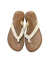 Flojos Women  s White Braided Detail Thong Flip Flops Size 9