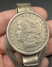 1887-O Morgan Dollar Vintage Money Clip .925 Sterling Silver "MK" Monogram