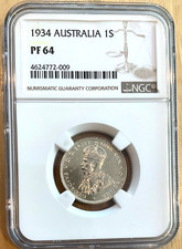 1934 Australia 1 Shilling, NGC PF 64, KM-26, 50 Minted, Very Rare in Proof