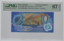 New Zealand, 2000, 10 Dollars – PMG 67 (190b) “Red Text   See instructions