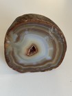 Natural Agate Geode Crystal Rock Blue Brown Polished — photo 1