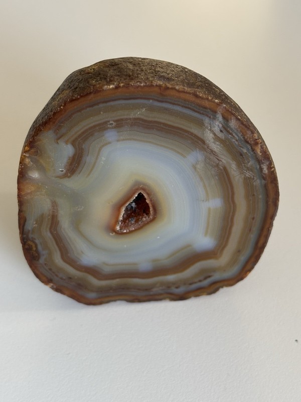 Natural Agate Geode Crystal Rock Blue Brown Polished