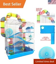 Large 5-Floors Blue Hamster Mansion Habitat Home House Cage Paw Safe Solid Pl...