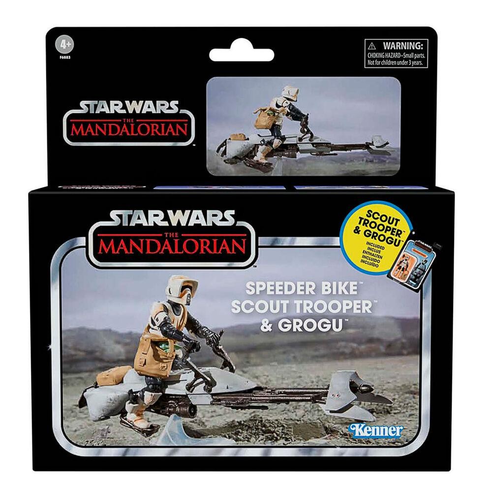 Star Wars Mandalorian Vintage Collection Speeder Bike w/ Scout Trooper & Grogu