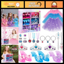Princess Dress Up Set for Girls with Shoes, Skirts and Jewelry