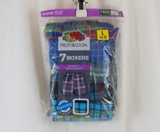 Fruit of the Loom 7 PACK Boy's Tartan Plaid Boxers Multicolor Size L 14-16 