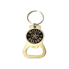 Keyfob Official Willie Nelson Star Logo Bottle Opener Keychain Silver Tone Black