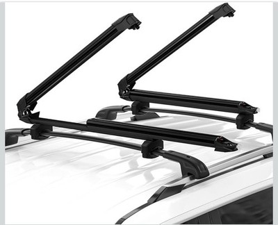 Universal Ski Snowboard Roof Rack for Cross Bars Holds 6 Skis 4 Boards Black