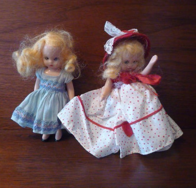 Vintage Pair 5.5'' Nancy Ann Storybook Blonde Hair Sleepy Eye Dolls