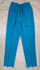 Vtg 80s Teal Pull On Pleated High Tapered Trouser Grandmacore Women Pants Size S