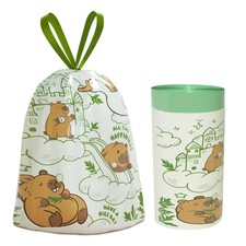 4 Gallon Trash Bags, Small Garbage Bags with Drawstring and Printed Design, T...