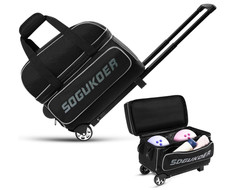2 Bowling ball Bag with Wheels, Lightweight with Large Separate Shoe Compartment