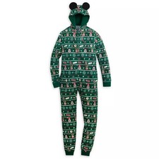 Disney Store Mickey Mouse  Friends Holiday Bodysuit Pajamas Kids Green Size 7/8