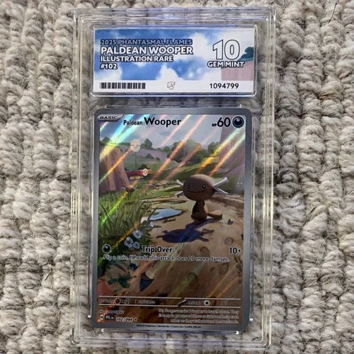 Pokémon 2025 English Paldean Wooper 102/094 IR Holo ACE 10
