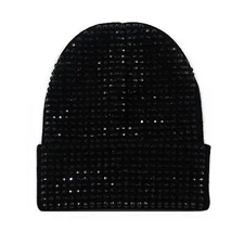 Shiny Bling Rhinestone Beanie Cap for Women Y2K Skull Beanies Winter Knit Sno...