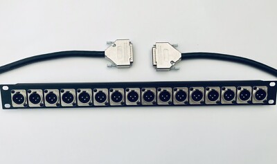 16 CH D-Sub Patchbay XLR Neutrik 1U Faceplate Mogami Loom Studio
