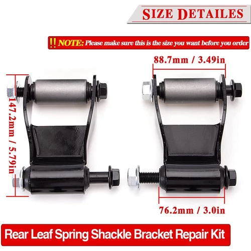 Rear Leaf Spring Hanger Bracket and Shackle Kit For Chevy Silverado GMC Sierra - Picture 3 of 13