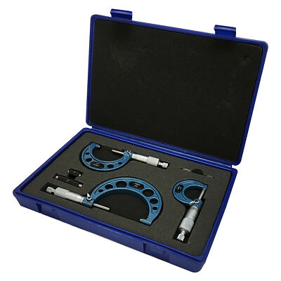 0-3'' Outside Micrometer Set .0001'' Graduations Carbide Tip
