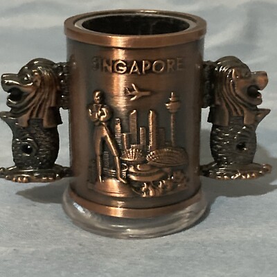 Singapore Set Of Brass Toothpick Holders Lion/ Mermaid | eBay