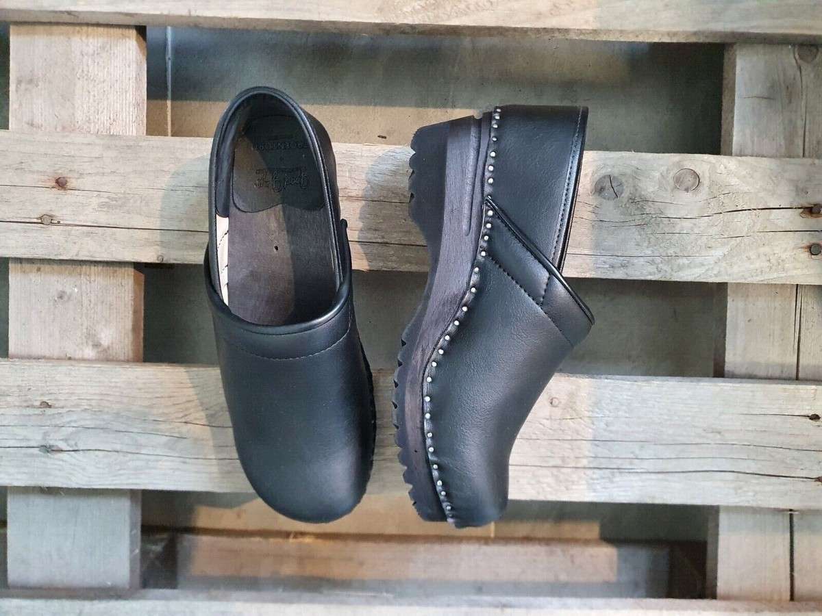 Troentorp Black Leather Slip-On Clog Made in Sweden Custom made Nelly Black and Homer Light Tan  main image 3