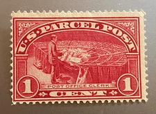 1913 US Scott Q1 1c Parcel Post Office Clerk Stamp Mint OG Hinged Rare Classic