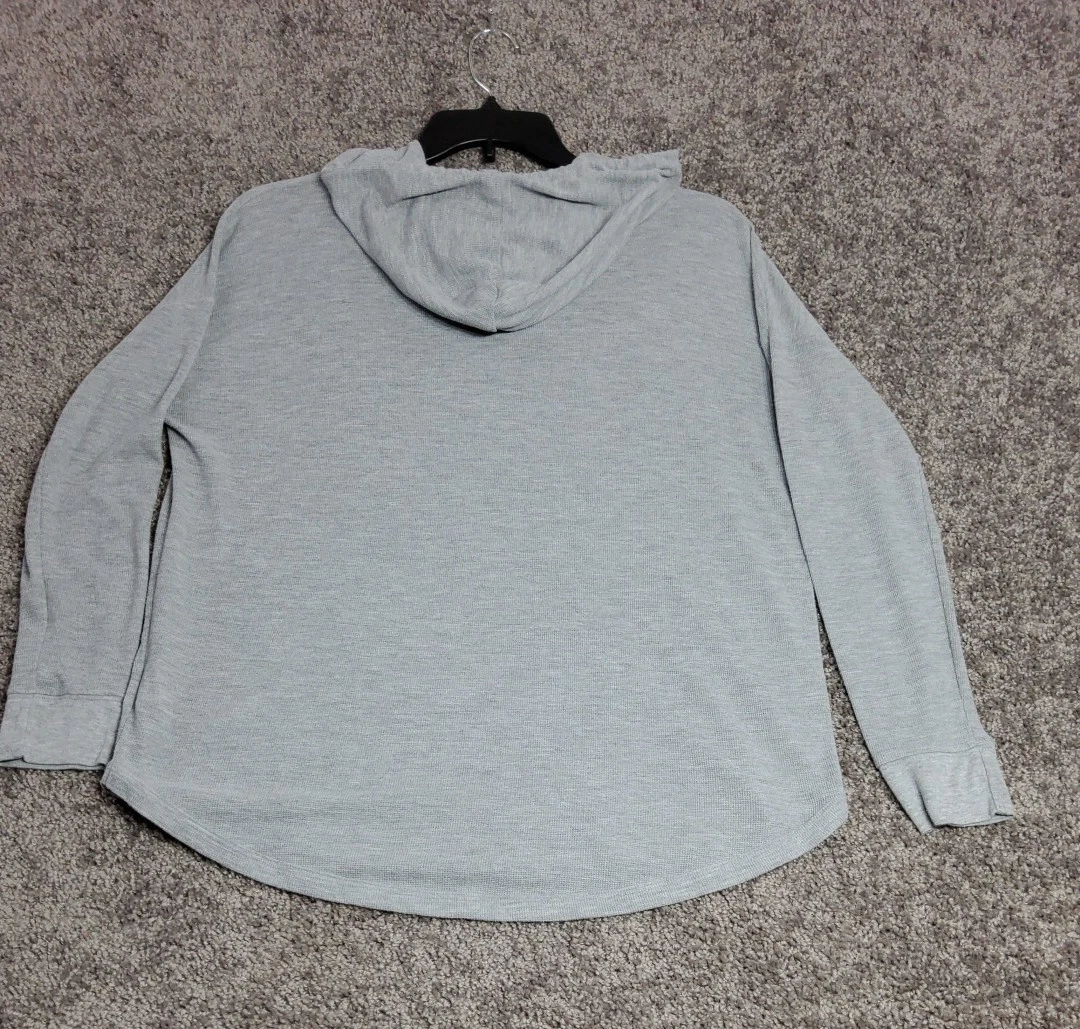 Michael Kors camicia felpa leggera waffle maglia borchie logo top donna LG grigio