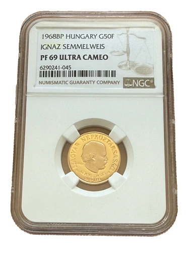 Hungary 1968 BP Gold 50 Forint NGC PF69UC Ignaz Semmelweis