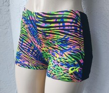 GK Elite Gymnastic Size Adult Medium Shorts Stretch Multicolor Animal Print