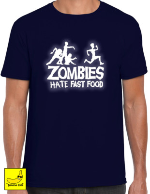 Zombies Hate Fast Food Glow In The Dark T-Shirt Spooky Scary Christmas Gift Tee