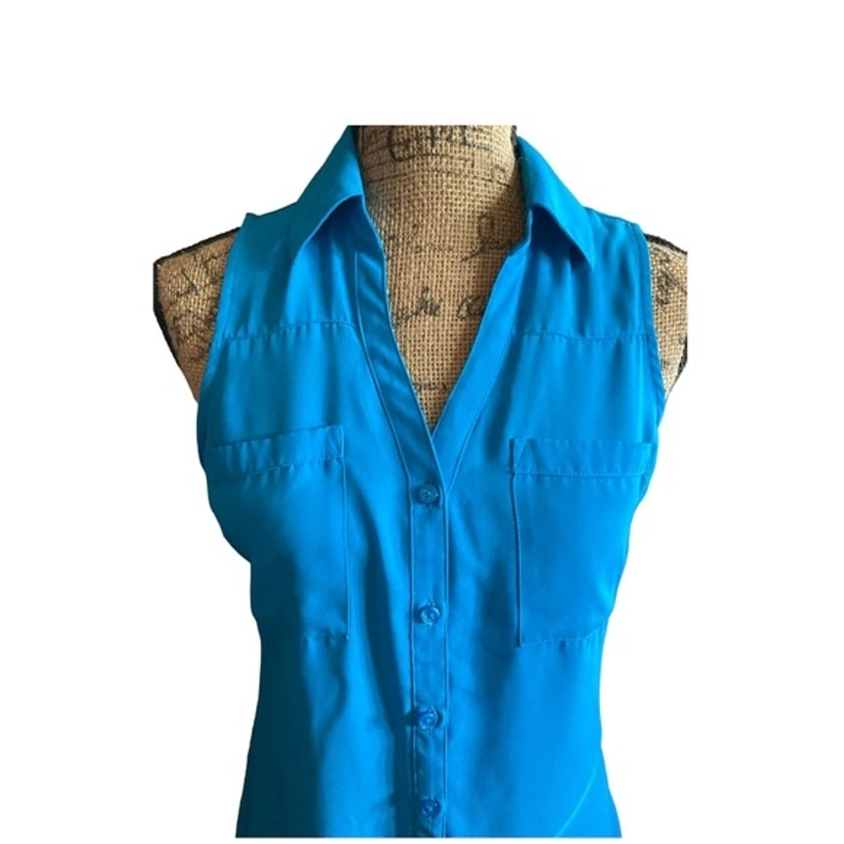 Express Portofino Shirt Sleeveless Button Down Top Size SP eBay