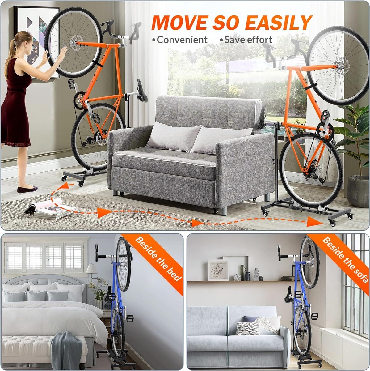 Vertical Bike Stand Freestanding Indoor Bike Storage Rack