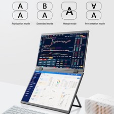 15.6" Dual Screen Folding Monitor Dual Portable Display Laptop Monitor Extender