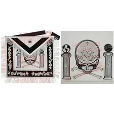 "Past Master Skull & Cross Bones 100% Lambskin Masonic Apron - Handcrafted"
