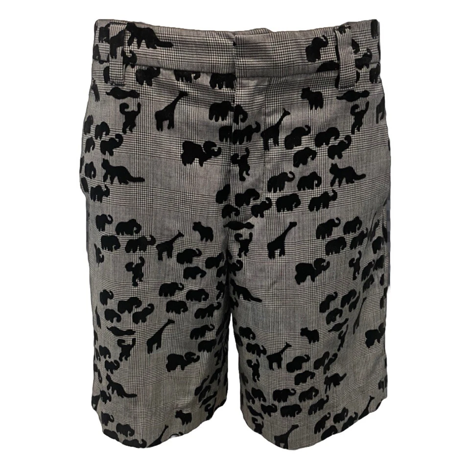 Marc Jacobs Black & White Plaid Houndstooth Animal Motif Bermuda Shorts Size 4