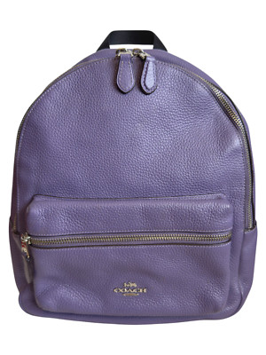 Coach Charlie Medium Pebbled Leather Backpack Light Purple