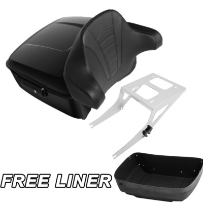 Vivid Black King Trunk Pad Two Up Rack Fit For Harley Fat Boy 08-16 US
