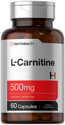 L Carnitine 500 mg | 60 Capsules | Non-GMO, Gluten Free | by Horbaach